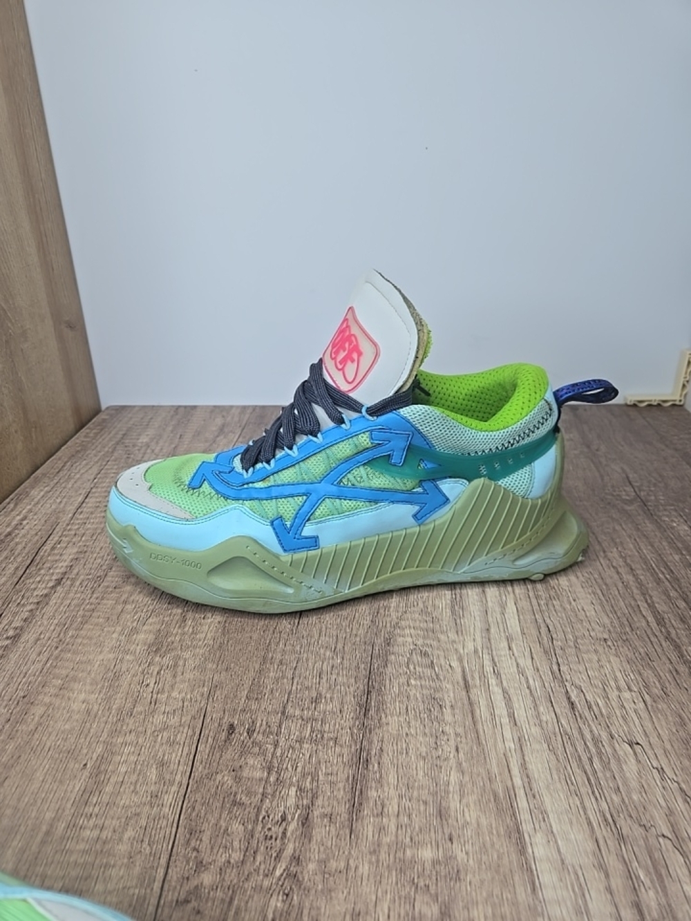 OffWhite Odsy 1000  Green Leather Mesh and Rubber Lace Up Sneakers Size 42 - Picture 13 of 13